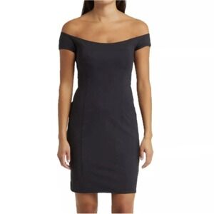 New‎ Open Edit Off The Shoulder Short Sleeve Sheath Dress Black Size Small